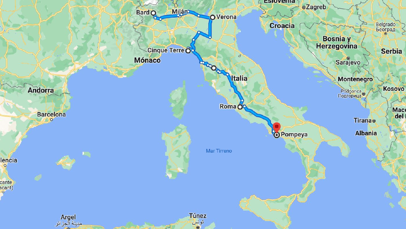 Mapa de la ruta por Italia en camper, una aventura única por el país con tu furgoneta o autocaravana.