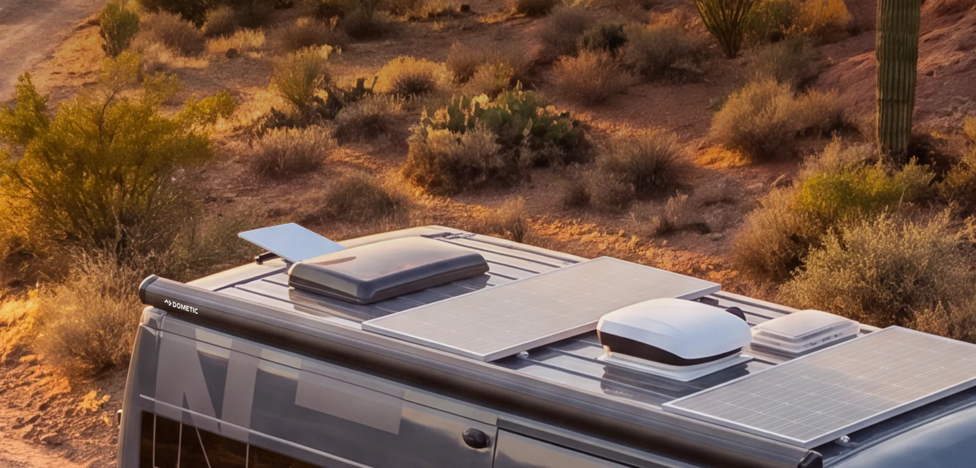 Starlink Mini on the Neo S's roof in the desert