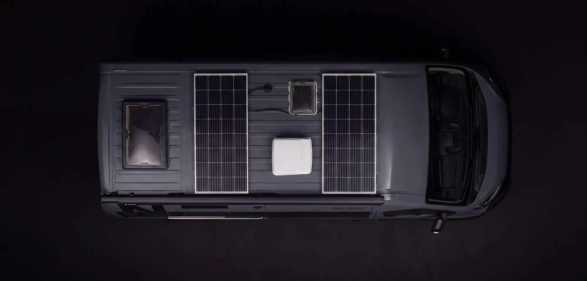 Solar panels on the camper's roof
