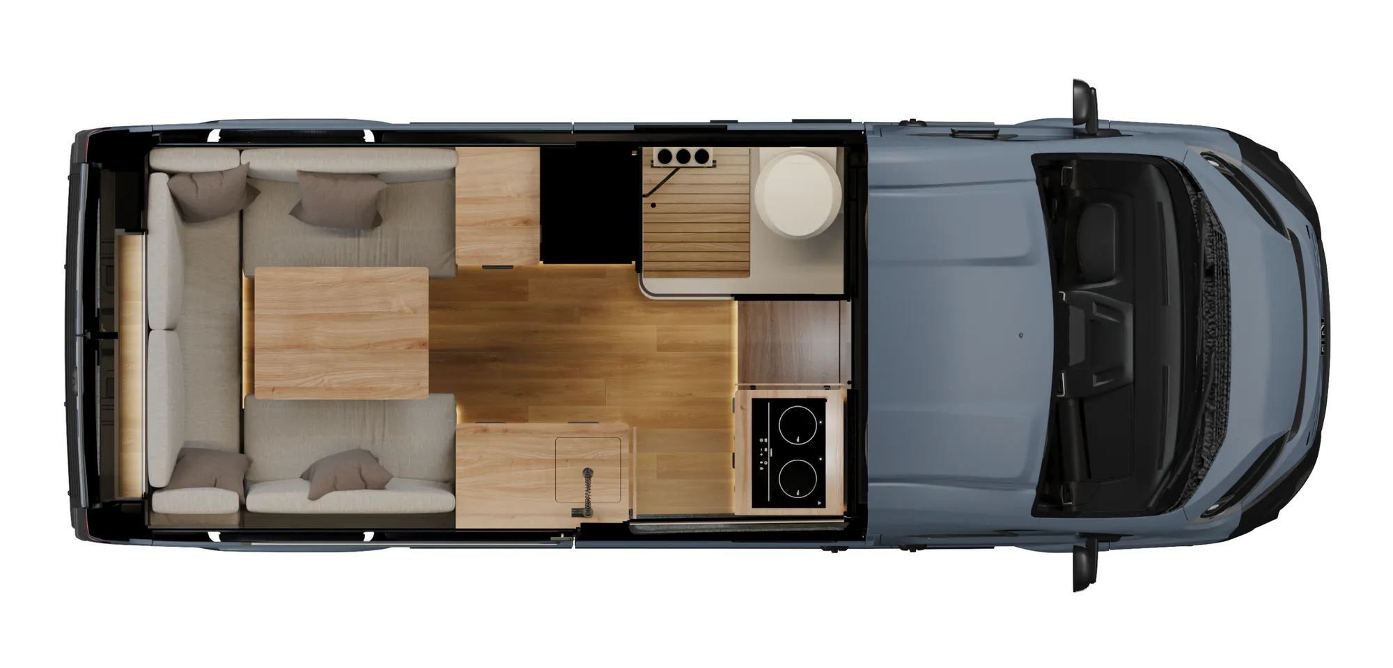 Top view of the Space S's layout