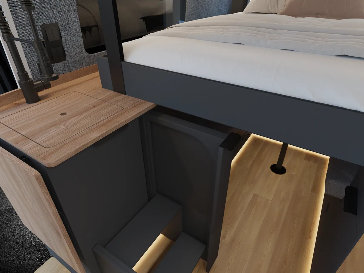 Ladder up to the bed
