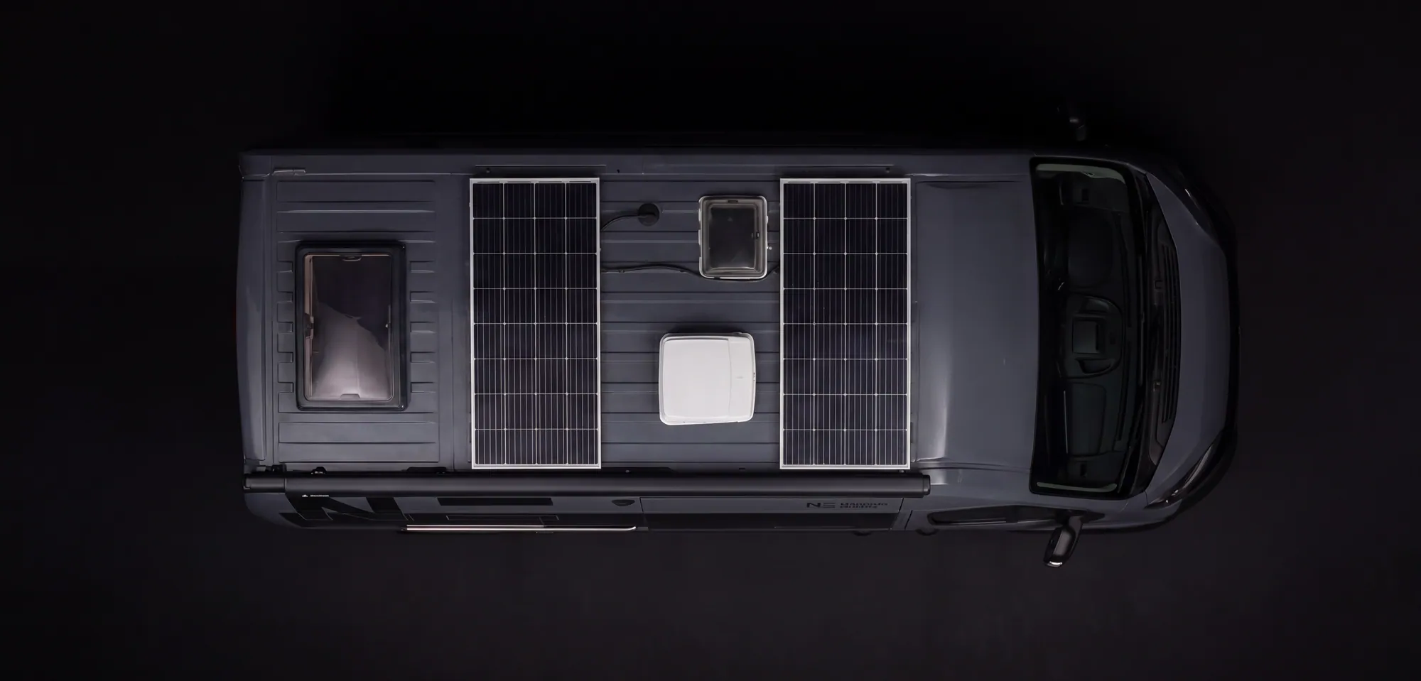 Solar panels on the camper's roof