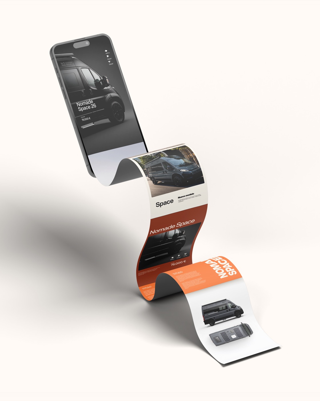 The Nomade Nation product sheet on screen and in print